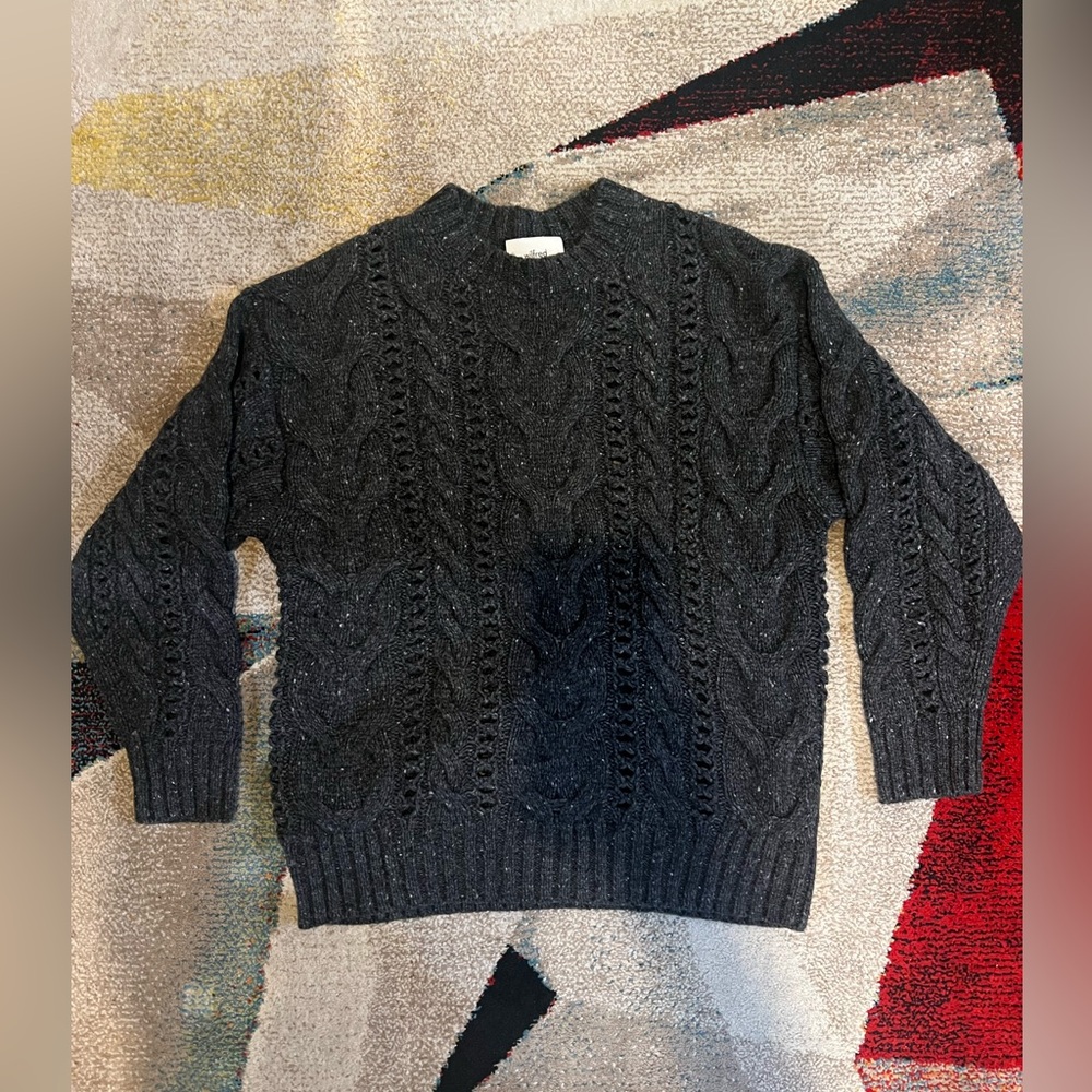 NWOT Aritzia Wilfred Bronco Sweater in Marled Dark Grey Size S